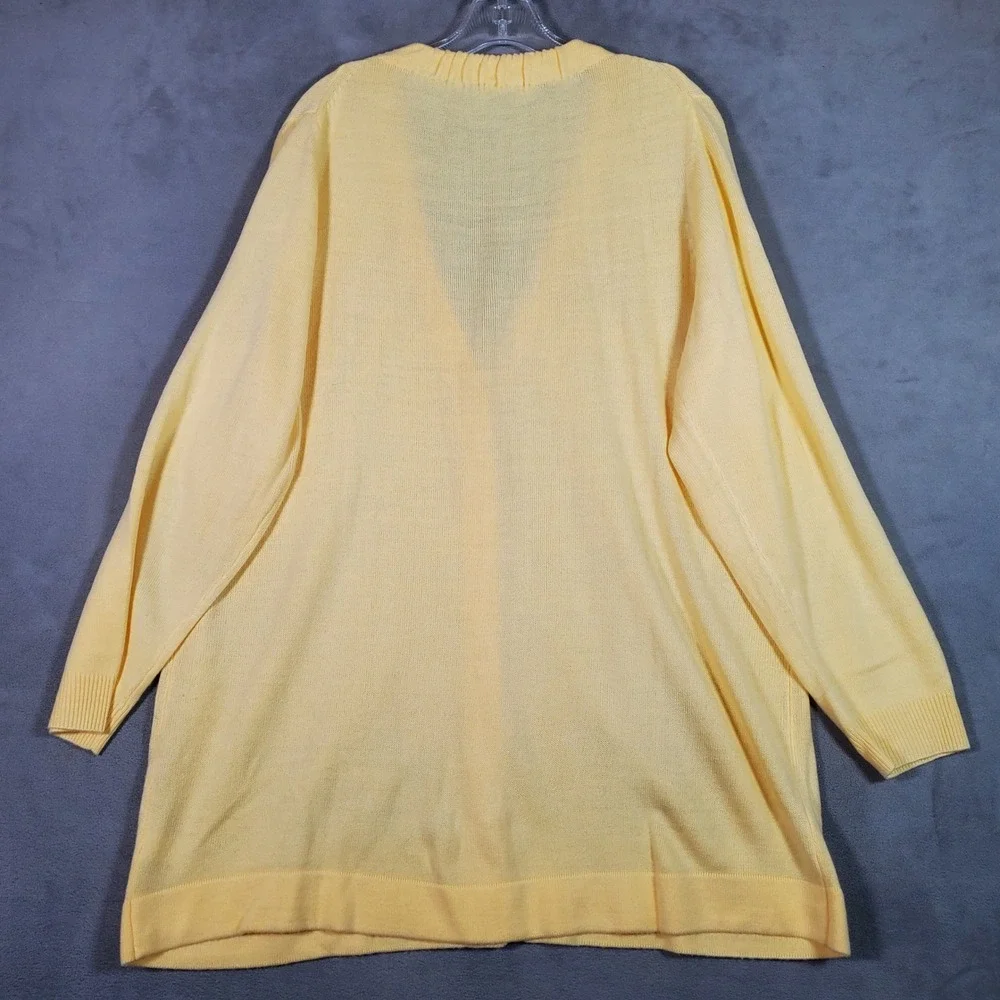 Susan Graver Cardigan Sweater Womens 1X Pastel Yellow Long Sleeve Button Minimal